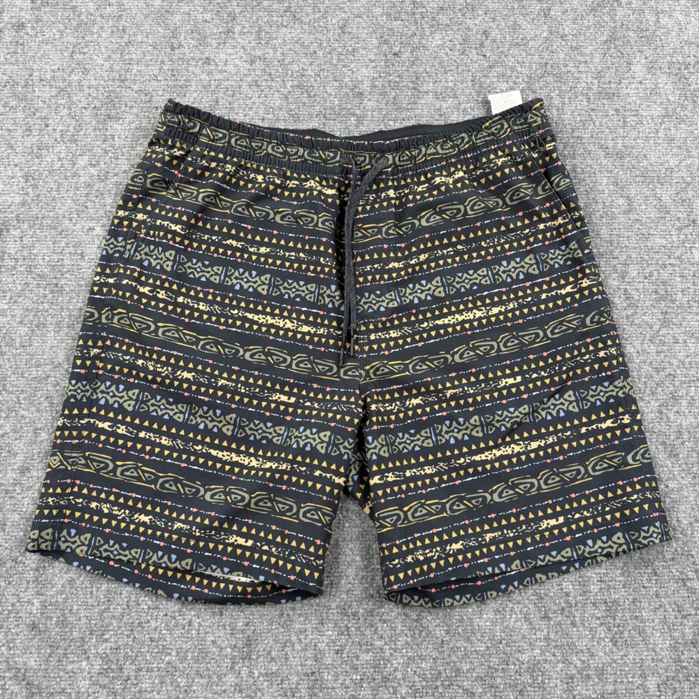 Quiksilver Amphibian Shorts XL Black Tribal Geometric Hybrid Boardshorts Men's